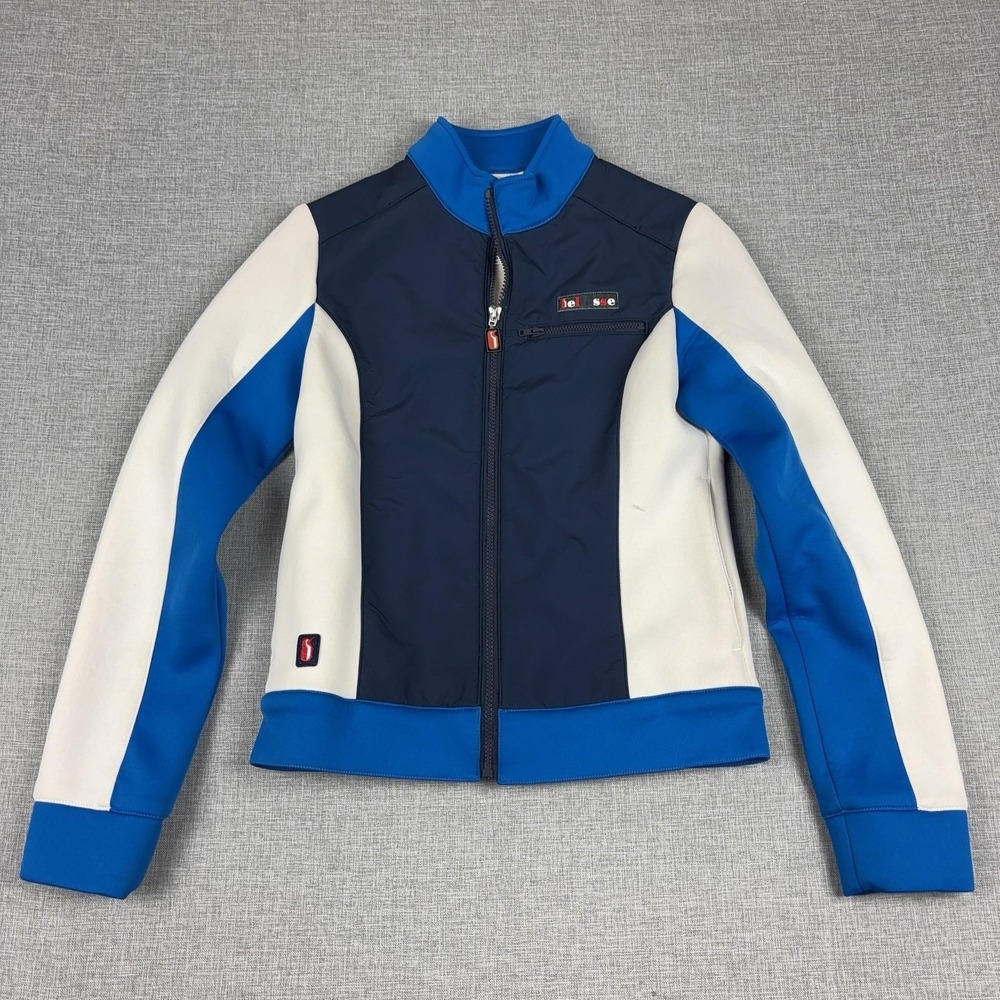 Ellesse Track Jacket Womens 12 Blue White Colorblock Full Zip Pockets Athletic